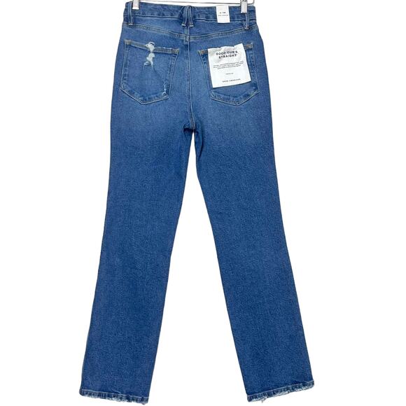 Good American Good Curve Straight Jeans 2 26 High Rise Distressed Stretch Denim - Picture 12 of 12